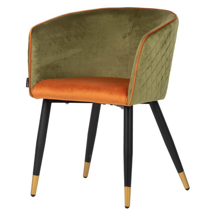 Garpe Interiores - Wholesale Chair - Chair With Velvet Handle Green Orange 55x57x76cm1