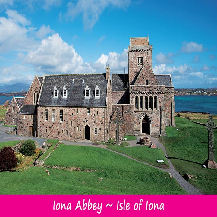 Medium Postcard Iona Abbey Isle of Iona for wholesale by Island Blue Publishing