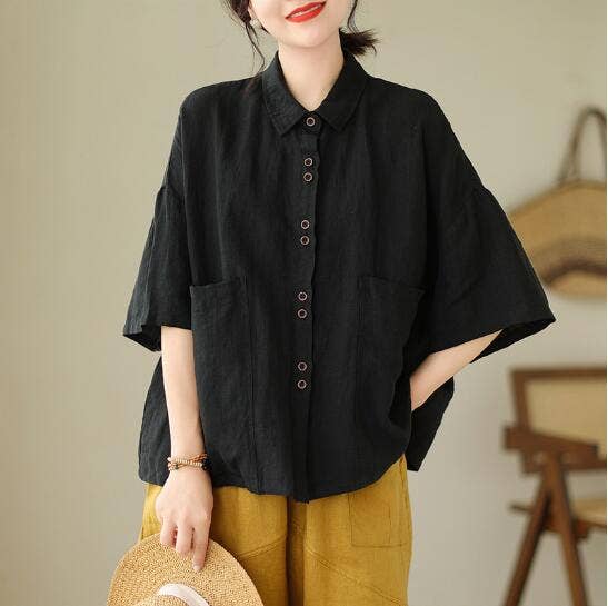 Whisper Mint - Wholesale Button Down Shirt - Women's - Casual Loose-Fit Shirt| Button-Up Overshirt Large Pockets4