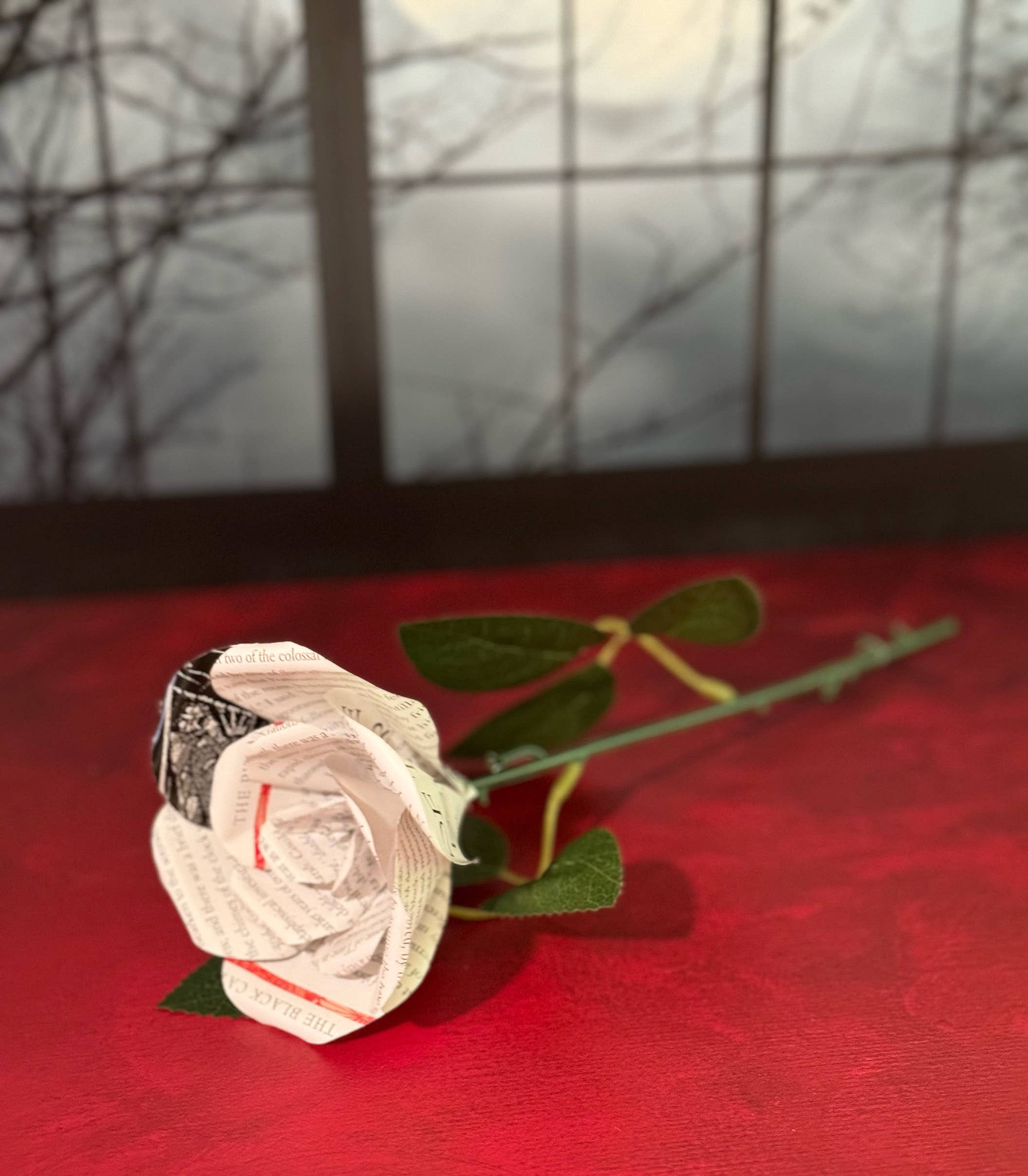 Literary Blooms - Wholesale Artificial Flowers - Edgar Allen Poe Paper Rose made from Upcycled Books- 3 Sizes6