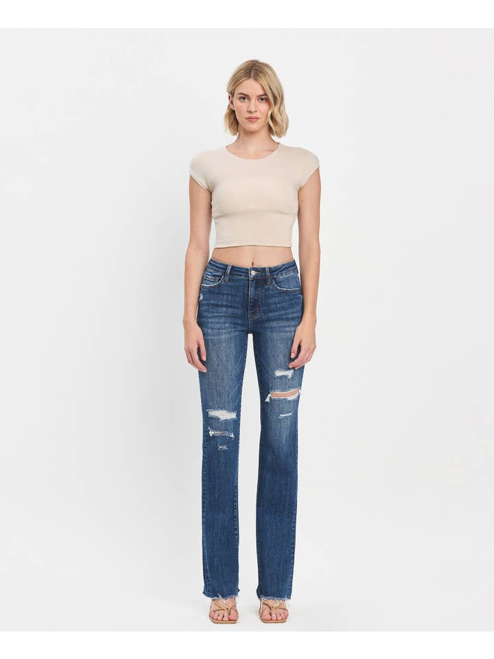 POPLAR PATH HIGH RISE RAW HEM BOOTCUT JEANS LV1485 for wholesale on Faire2