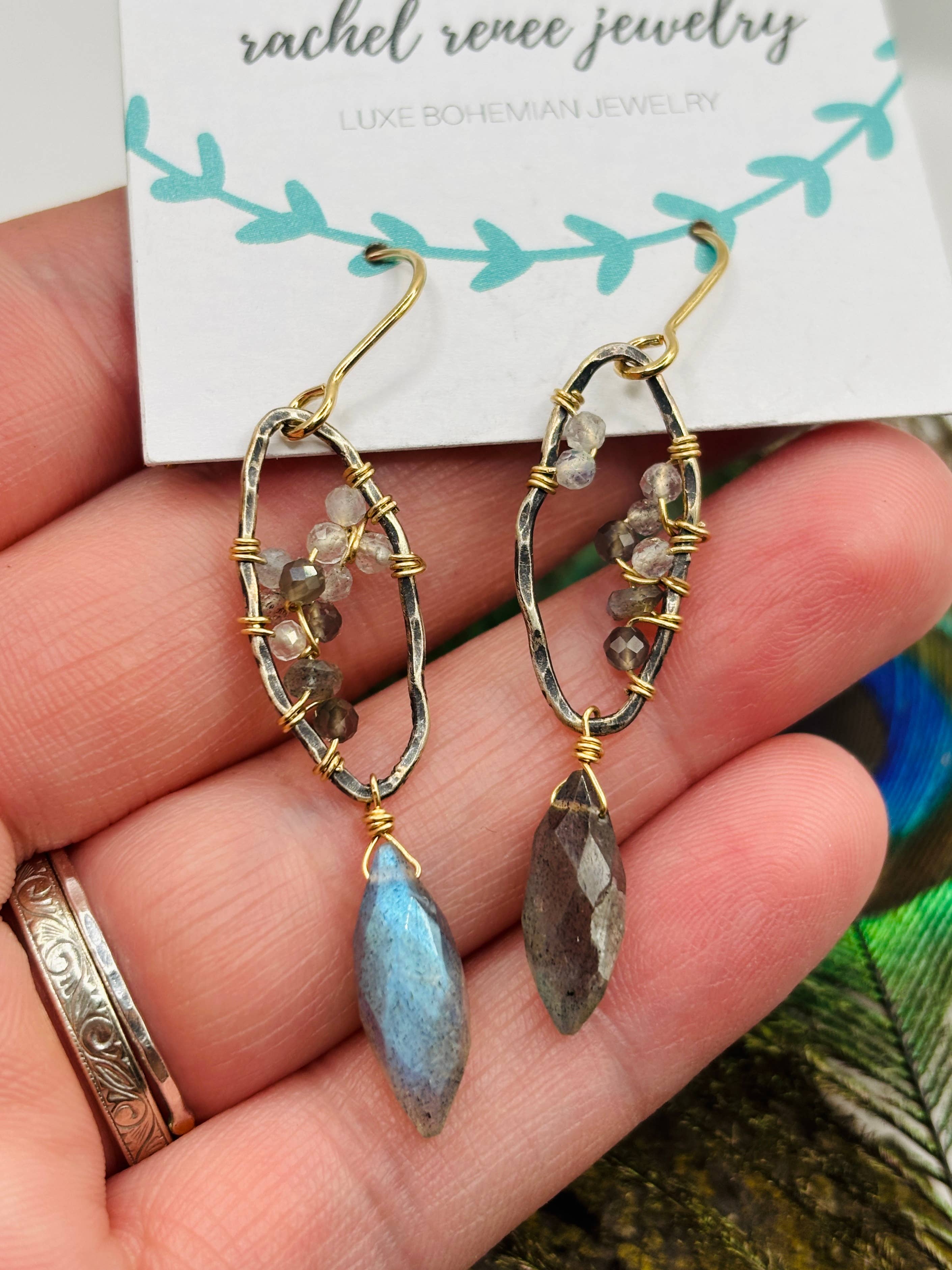 Rachel Renee Jewelry - Wholesale Dangle Earrings - ANKICA Labradorite Goddess Geode Earrings  1