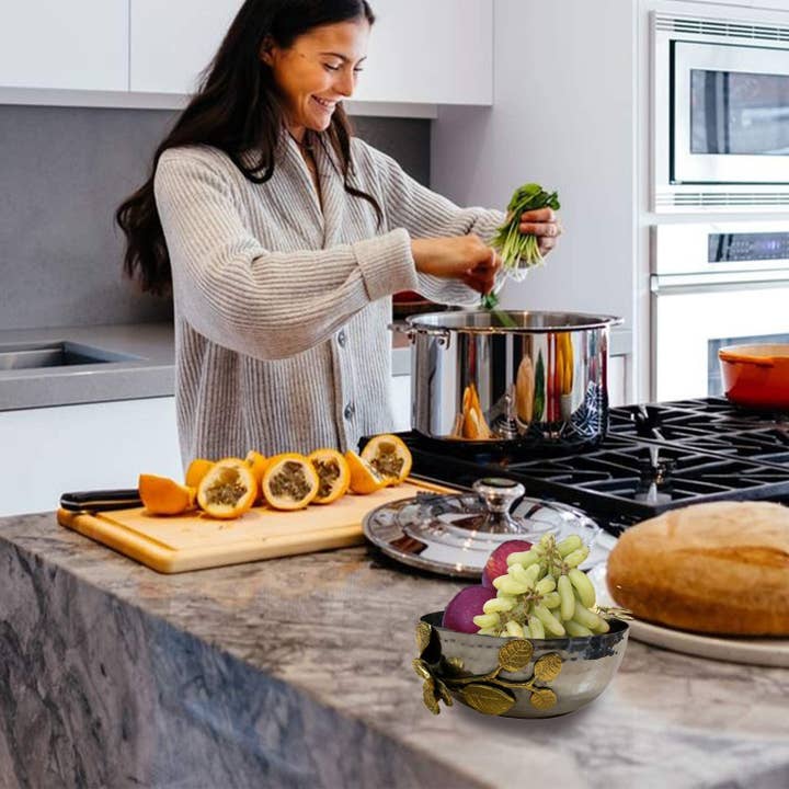 Gold Small Serving Bowl Textured Base for wholesale on Faire6