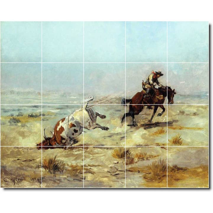 Västra keramiska plattor väggmålning PT07775 för wholesale av Picture-Tiles.com