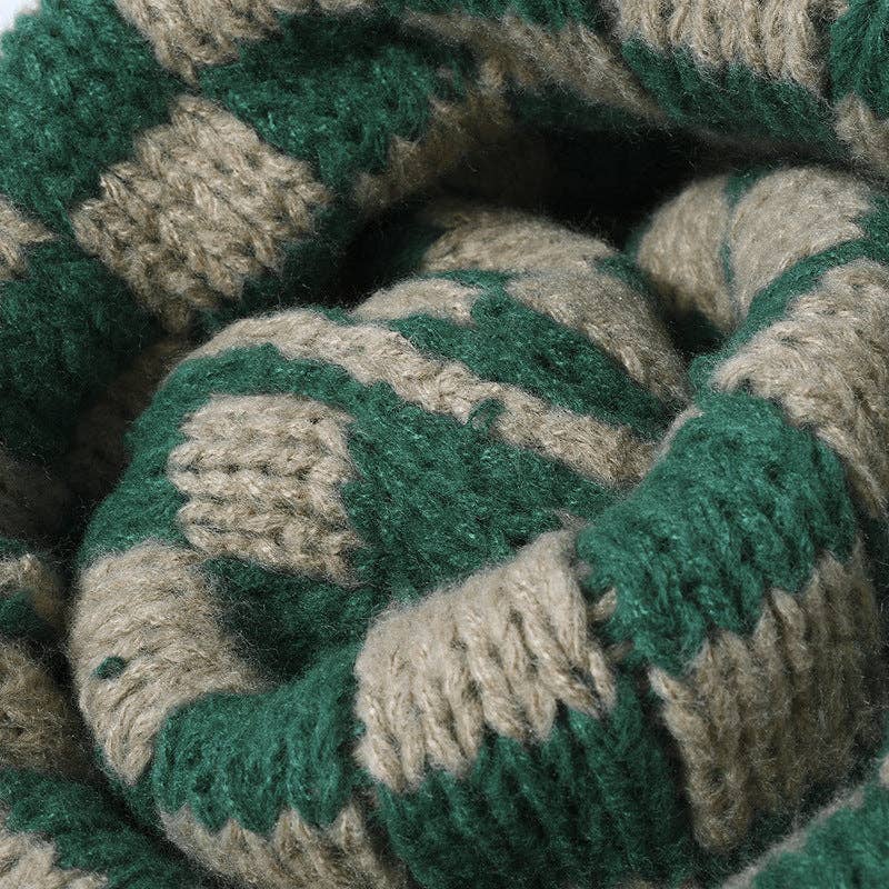 Dipped Shop - Wholesale Beanie - Women's - Plaid Contrast Color Warm Knit Beanie DPKB30199