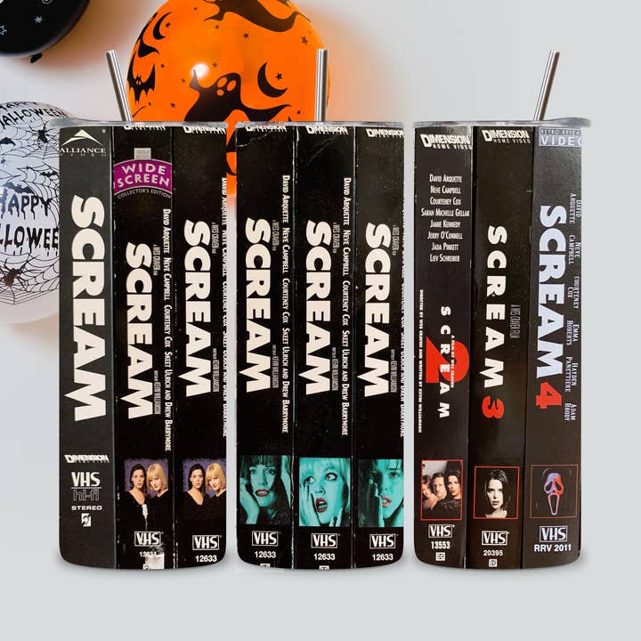 Scream VHS Tumbler for wholesale by Graveyard Offerings