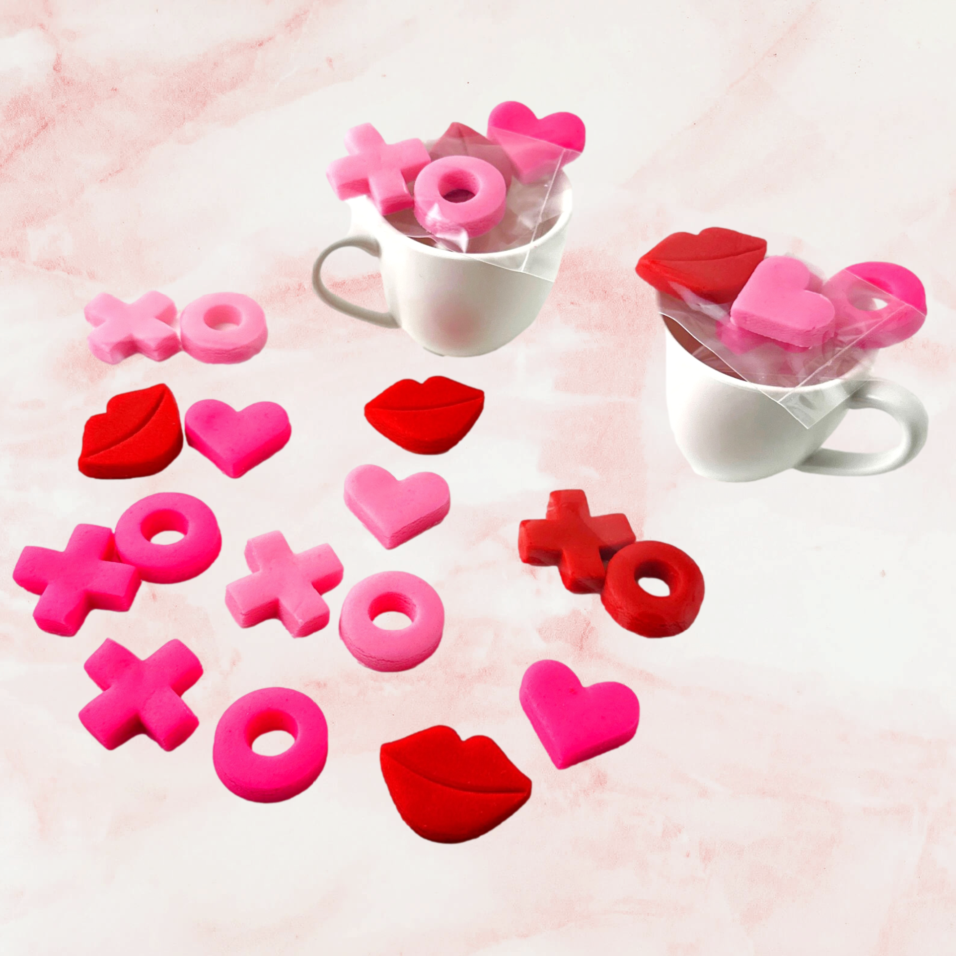 marzipops - Wholesale Hard Candy - Gourmet Marzipan Valentine's Candy Duets - Hearts, Lips & XO1