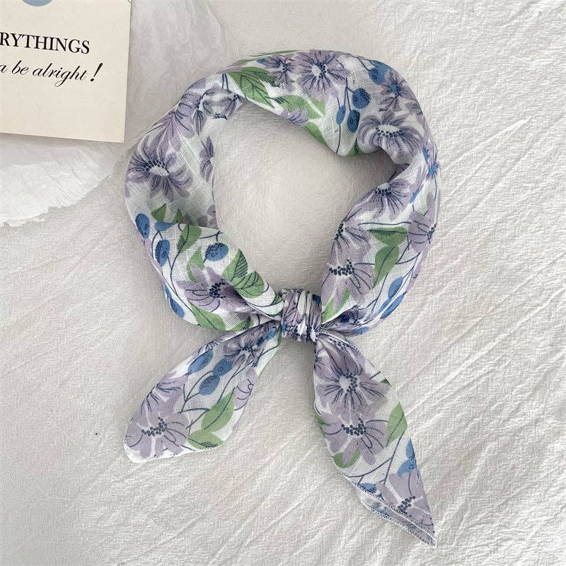 pinkblu02 – wholesale Halsduk - Dam – Sommar Dammode Bomull Linne Blommig Sjal11