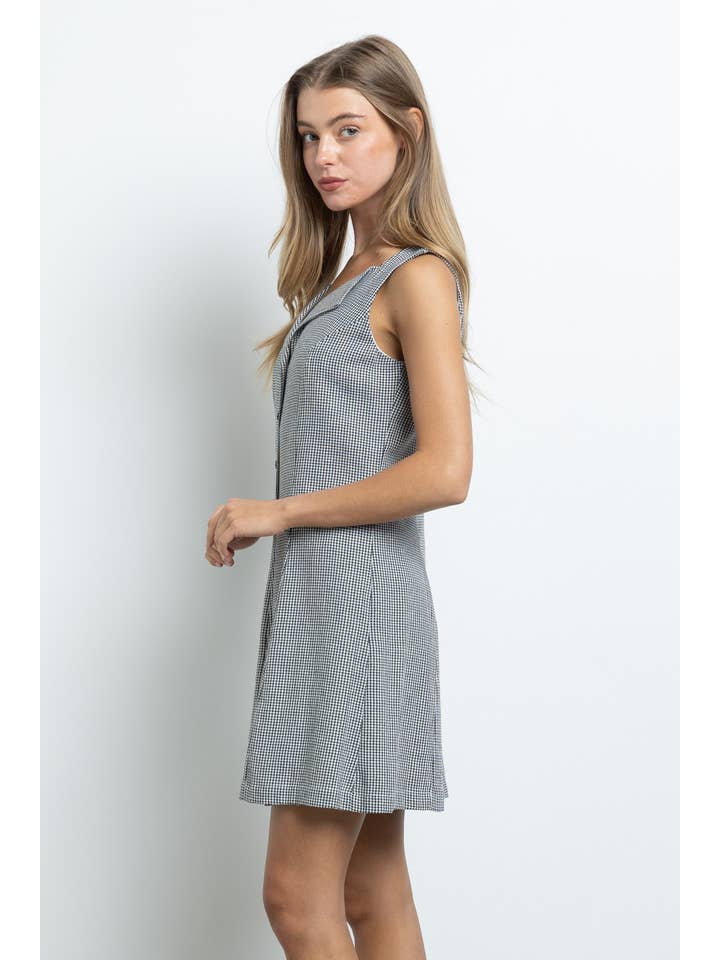 KIWI - Vendita all'ingrosso Vestito - Donna - ID2430 Abito Senza Maniche con Colletto Intrecciato e Bottoni, Scollo a V