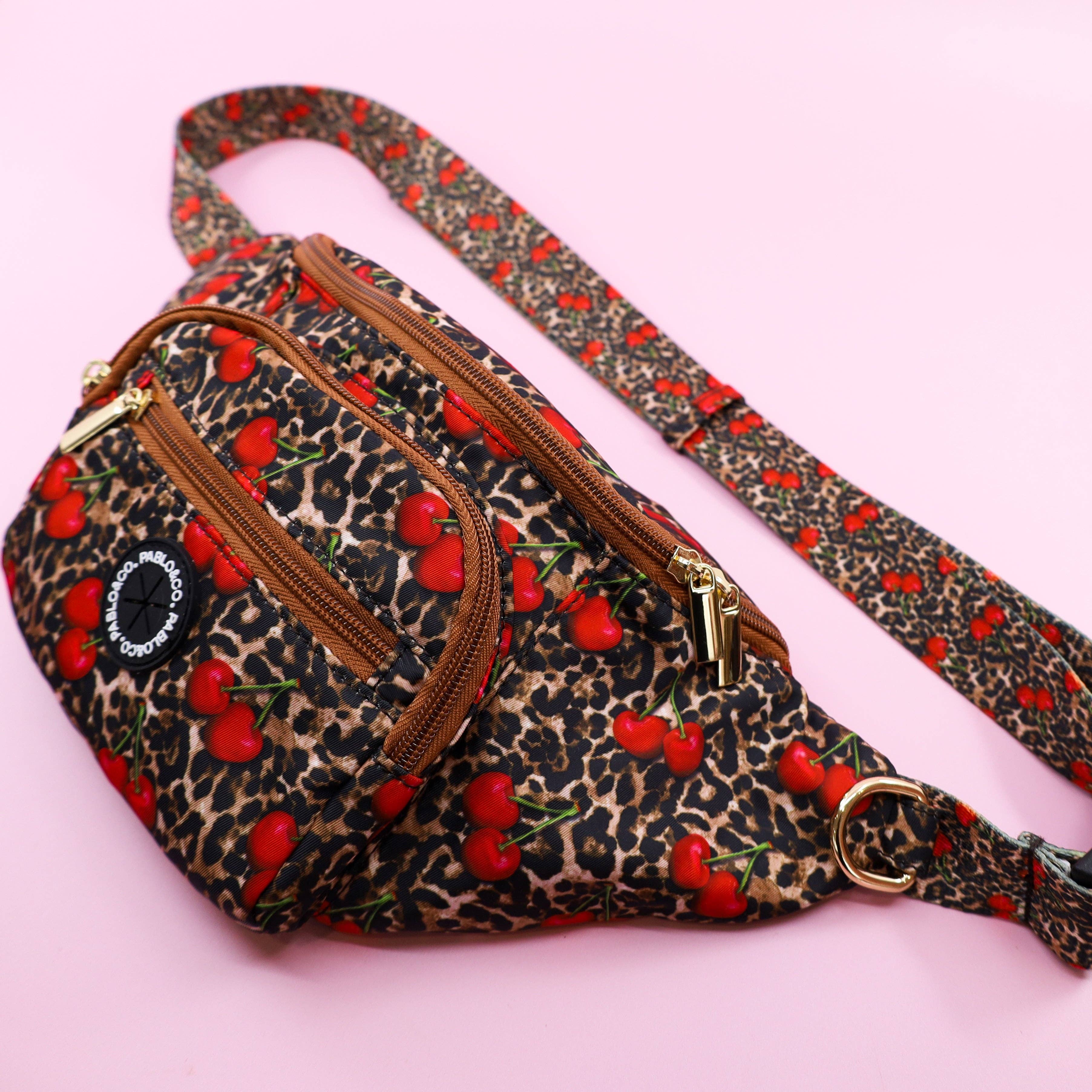 Pablo & Co. Boutique - Wholesale Pet treat bag – Dog - Leopard Cherries: The Ultimate Bumbag2