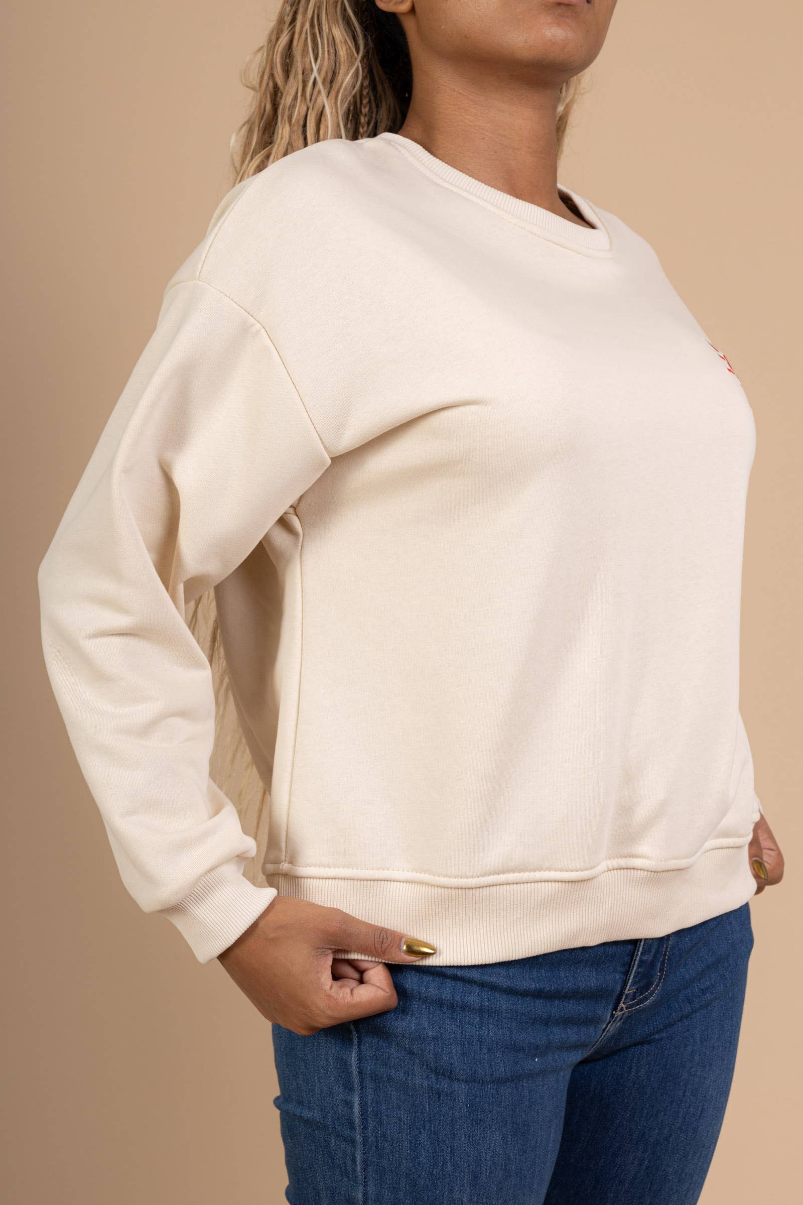 AMARIA - Vente Sweat-shirt – unisexe - Sweat-shirt Oversize Unisexe – Cœur Rouge Brodé - 903841610