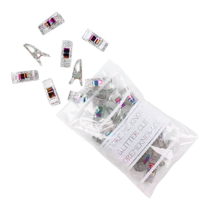 Clear Glitter Clips | Pack of 25 for wholesale by More Me Know