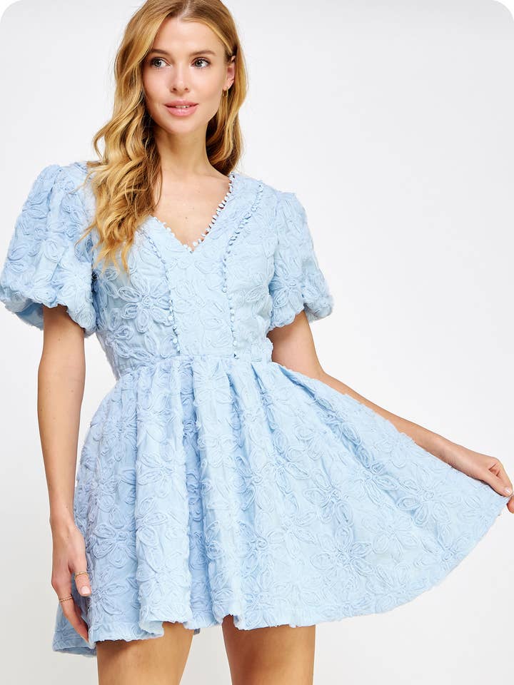 Strut & Bolt - Wholesale Dress - Women's - Floral Textured Tulle Mini Dress0