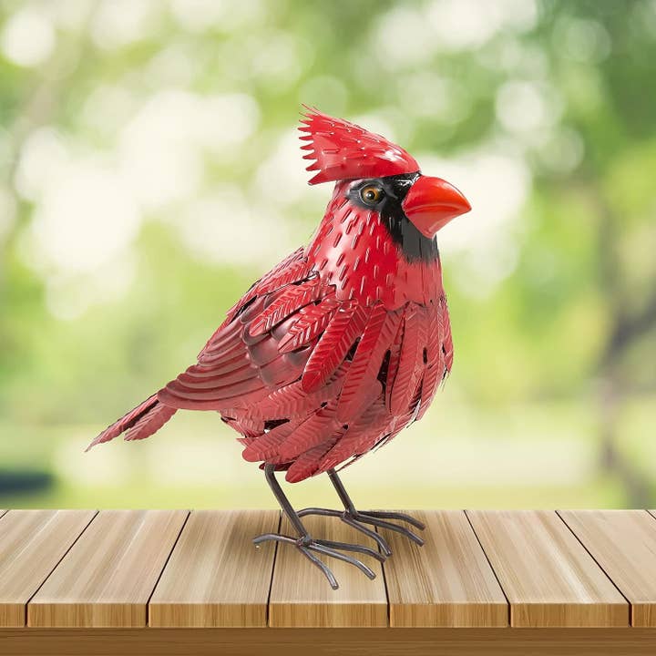 The Wine Savant / Khen Glassware - Wholesale Sculpture - Cardinal Metal Bird, Garden Yard Sculpture Art- Large