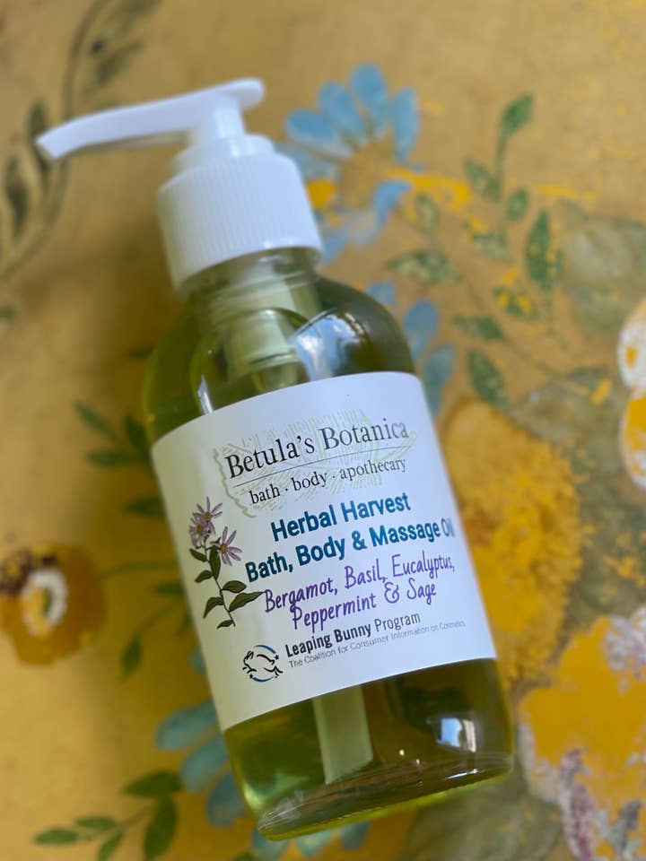 Herbal Harvest Bath & Body Oil for wholesale by Betula's Botanica ~ Bath, Body & Apothecary