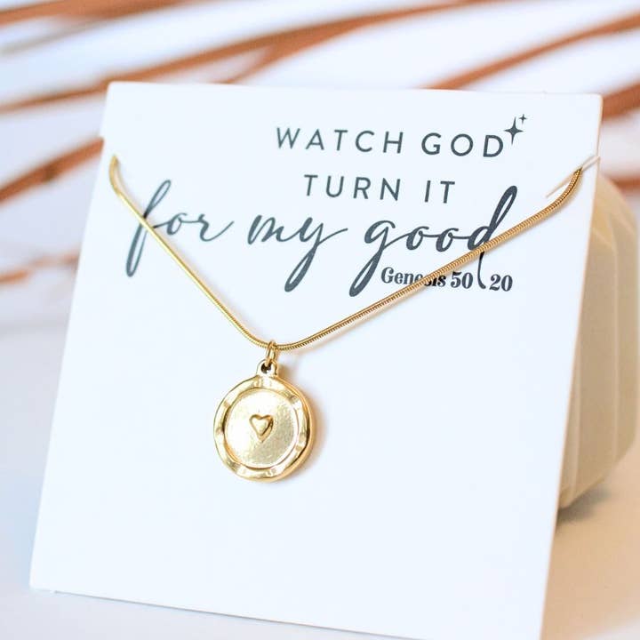 Two and Crew - Wholesale Pendant/Charm Necklace - God is Good heartfelt gift gold heart necklace faith love