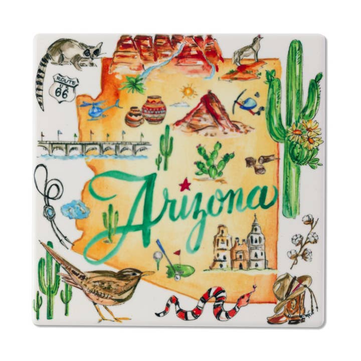 AZ State Collection Ceramic Coaster Arizona Rosanne Beck for wholesale by Boston International