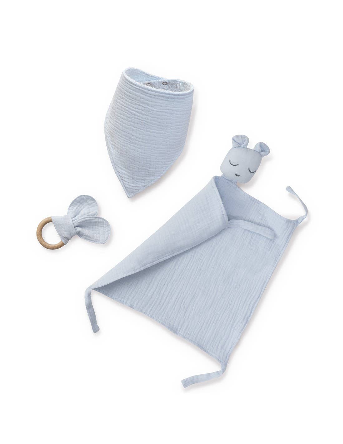 STAR WAY, S.L. - Vente Couverture de lit – enfant et bébé - Coffret doudou, bandana et anneau de dentition en mousseline Interbaby3