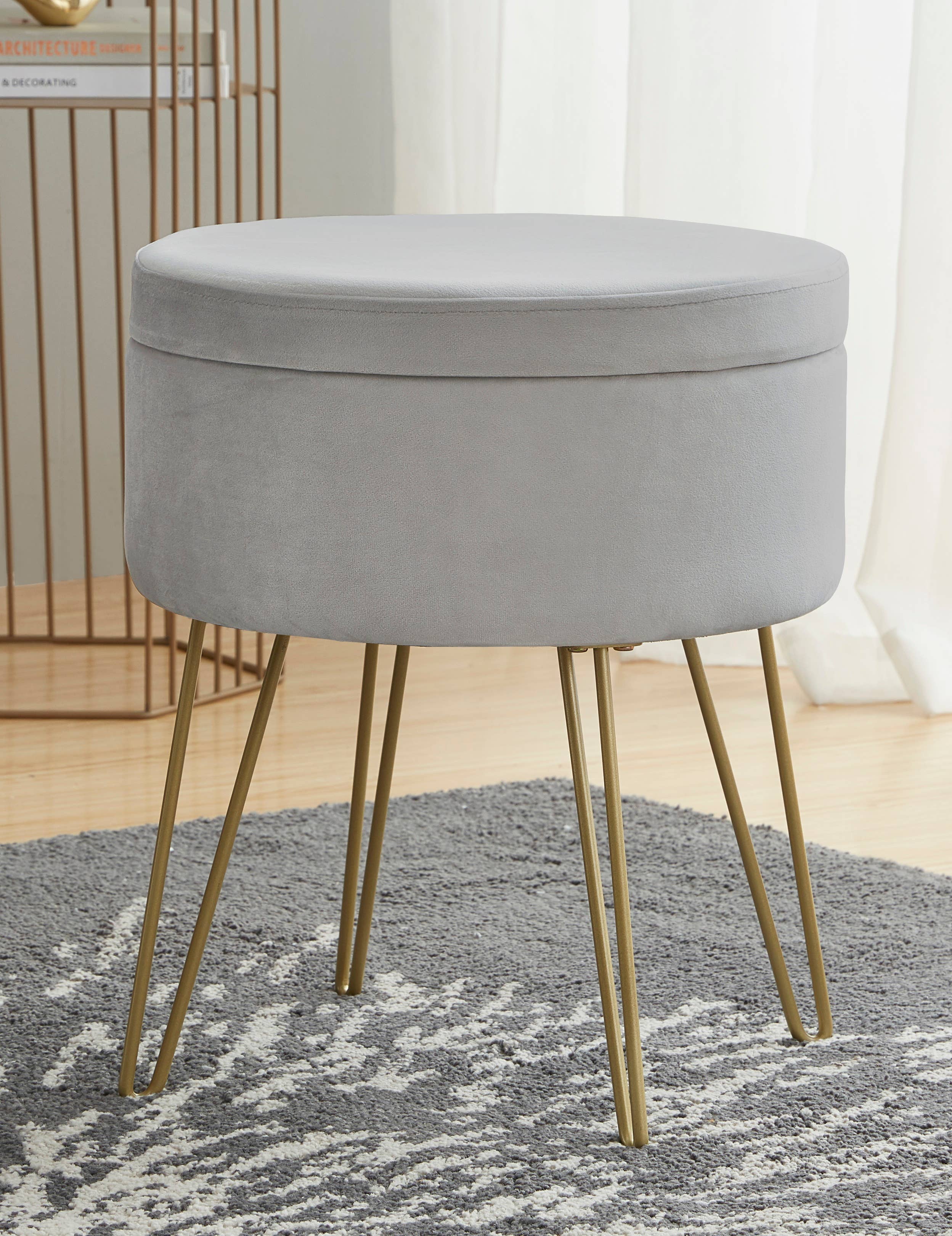 Ornavo Home – wholesale Ottoman – Round Velvet Storage Ottoman0