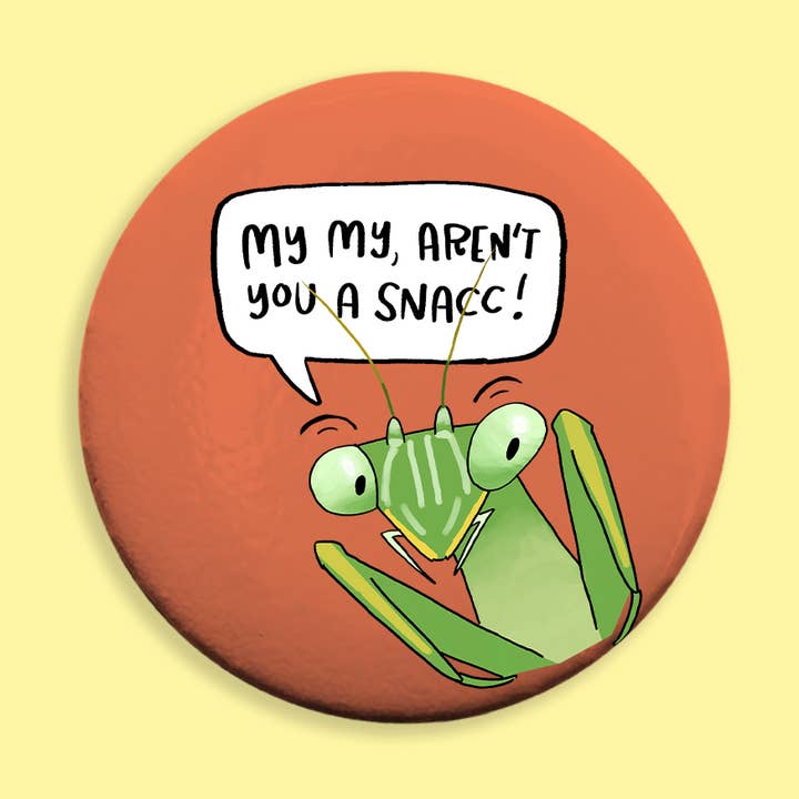 Kestrop Studio - Wholesale Lapel Pin/Button - Mantis Snacc Pinback Button0