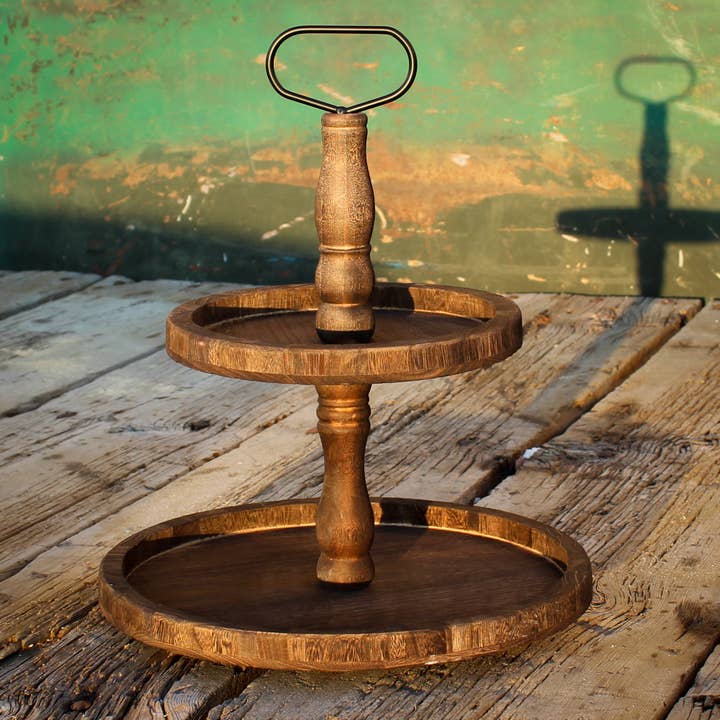 Rustic Two Tiered Tray for wholesale by Boulton and Grande