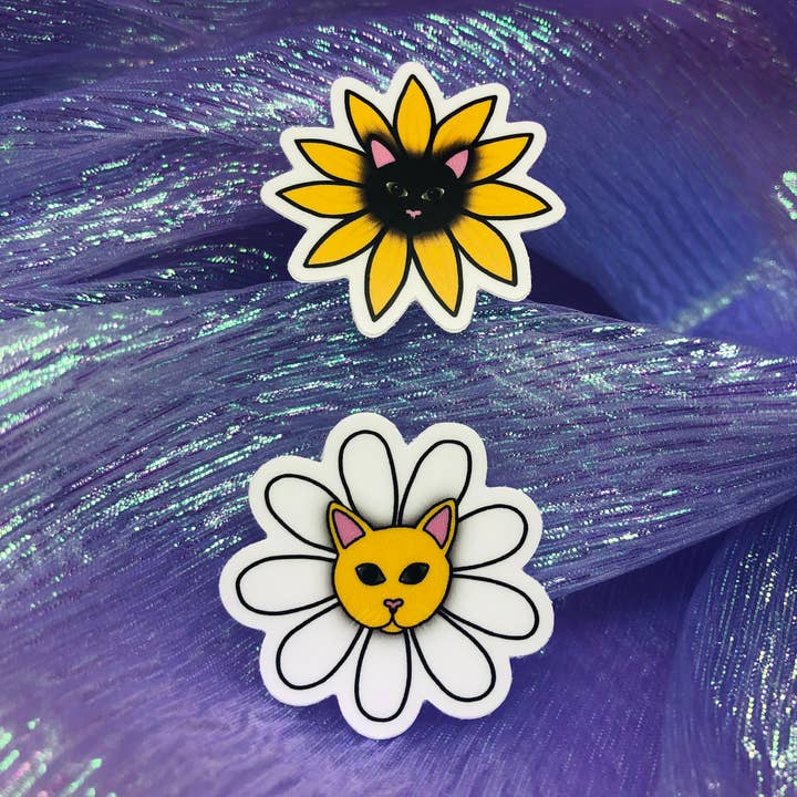 Cat Sticker | Sunflower | Daisy | Funny Cat Sticker | Cat S for wholesale by LacyPetsAndCompany