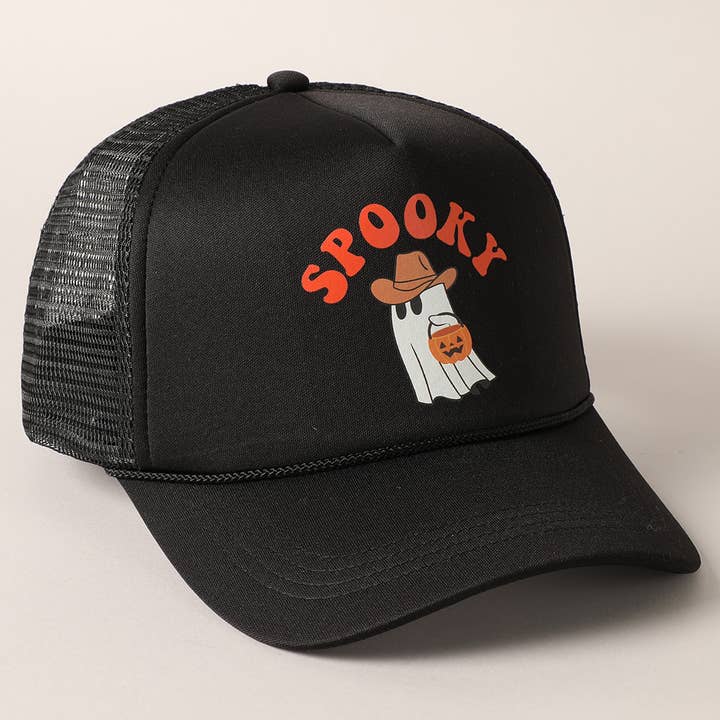 Fashion City - Wholesale Trucker Hat - Unisex - Spooky Ghost Printed Halloween Trucker Hat6