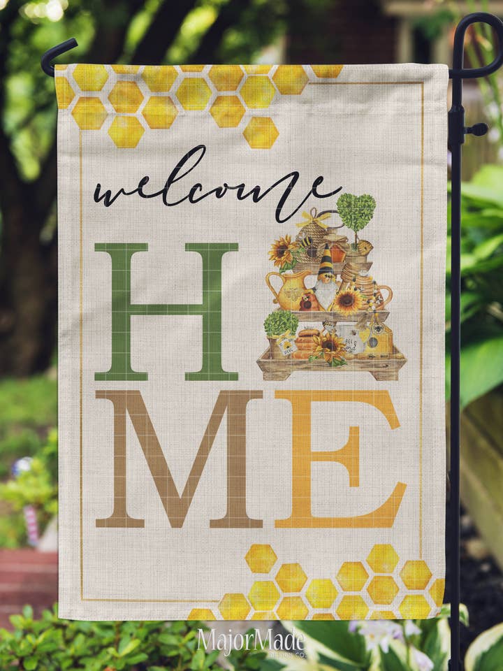 Bandiera da giardino - Honeycomb Welcome per la vendita all'ingrosso da parte di MajorMade Design Co