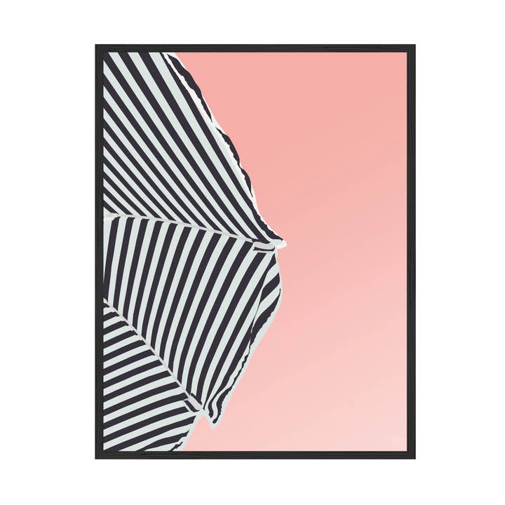 Miami Beach Paraply Print | Stribet Strandparaply Vægkunst for engroshandel hos Places & Spaces Art Co. Travel Prints