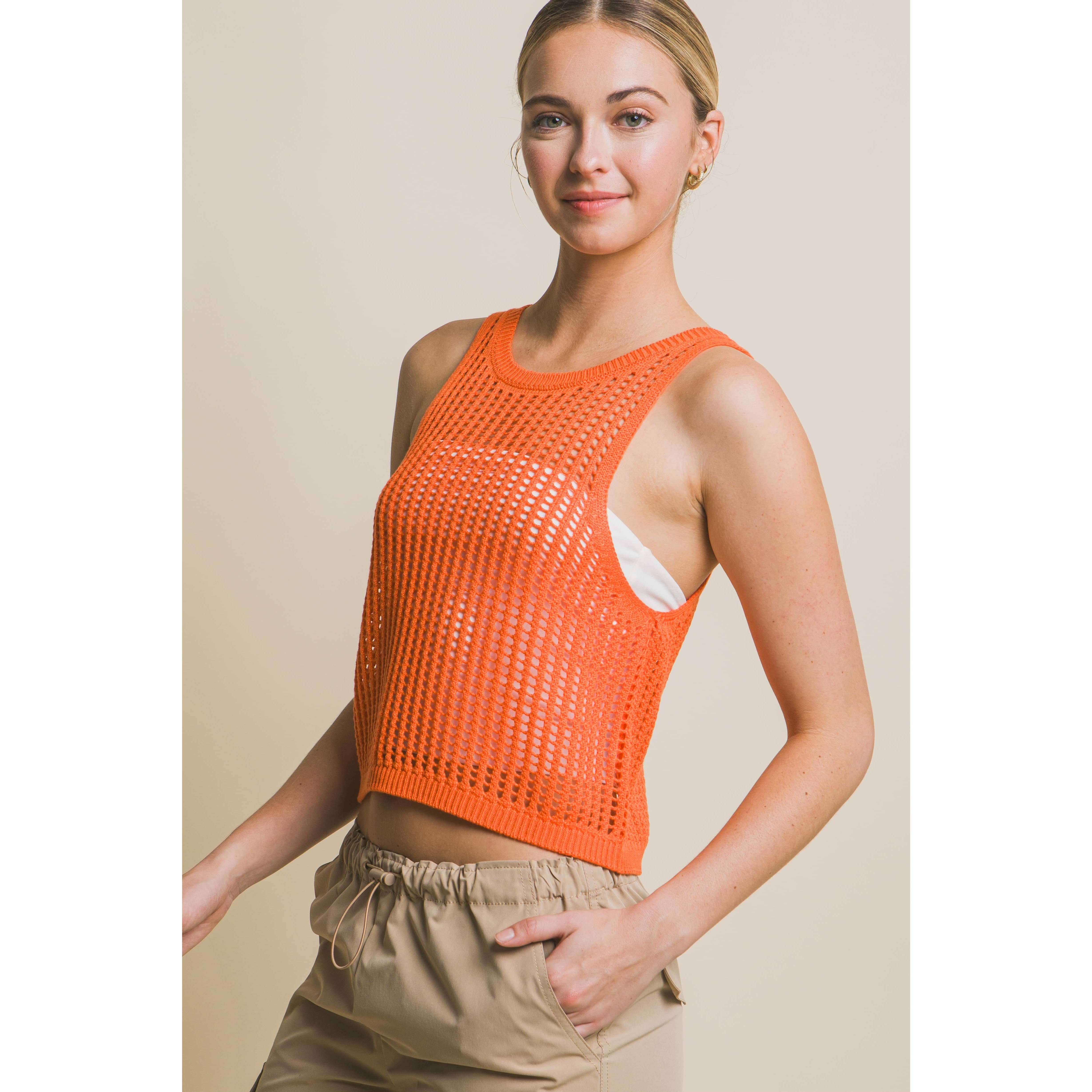 Paperdoll – Großhandel Strickoberteil – Damen – ÄRMELLOSES TANKPULLOVERTOP MIT OFFENEM STRICK7