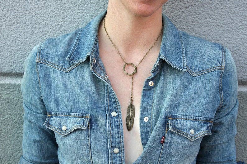 daniAWESOME - Wholesale Y-Neck/Lariat Necklace - Feather Lariat Necklace 4