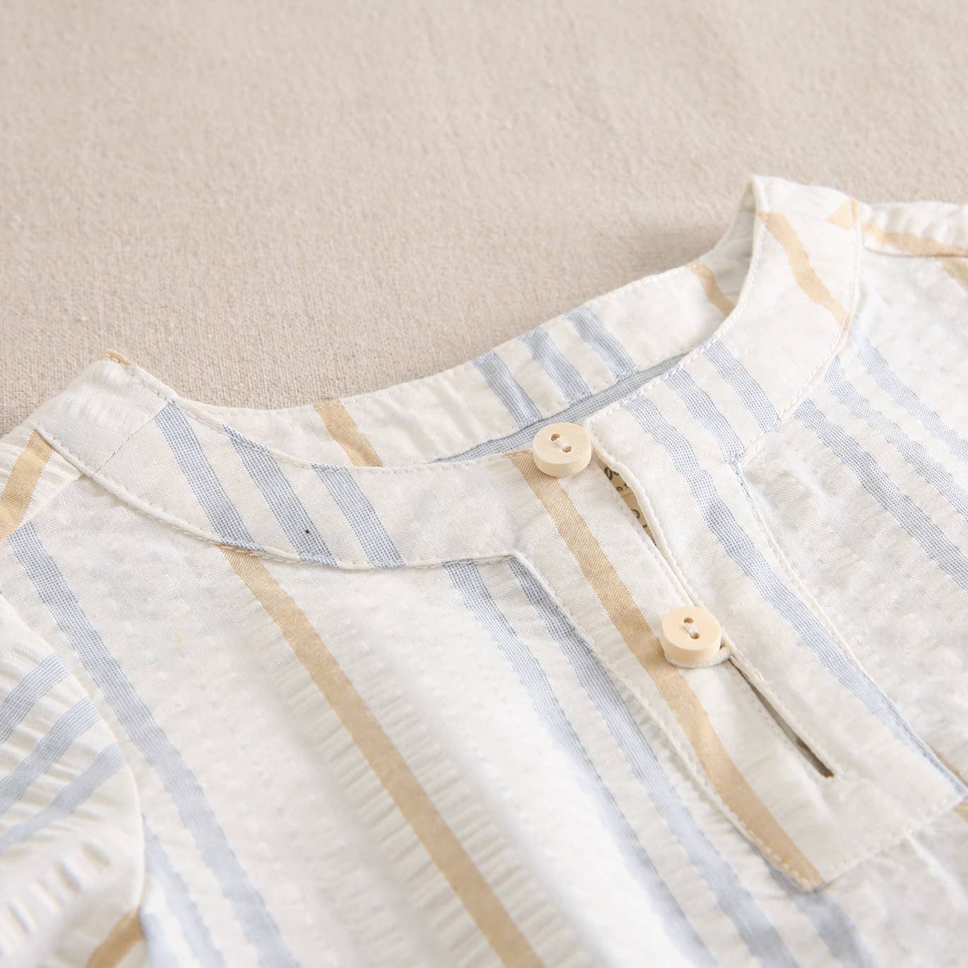 Dadati - Wholesale Top & Short Set - Baby - Baby boy set in blue and camel stripes2