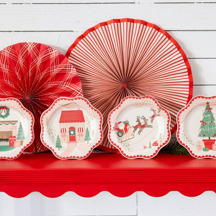 My Mind’s Eye - Wholesale Christmas Decoration - BEC1142 - Santa Scenes Bamboo Melamine Plate Set