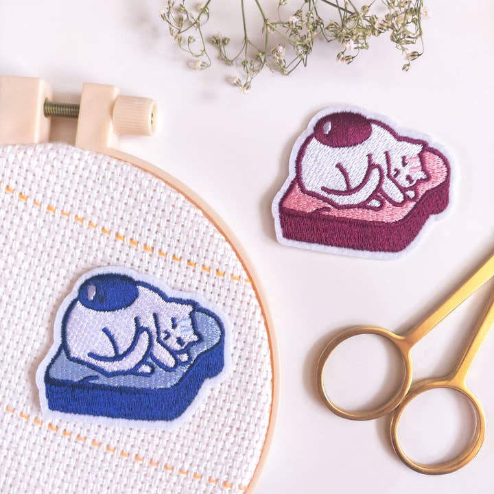 Egg Toast Cat Embroidery Patch for wholesale by Poyura