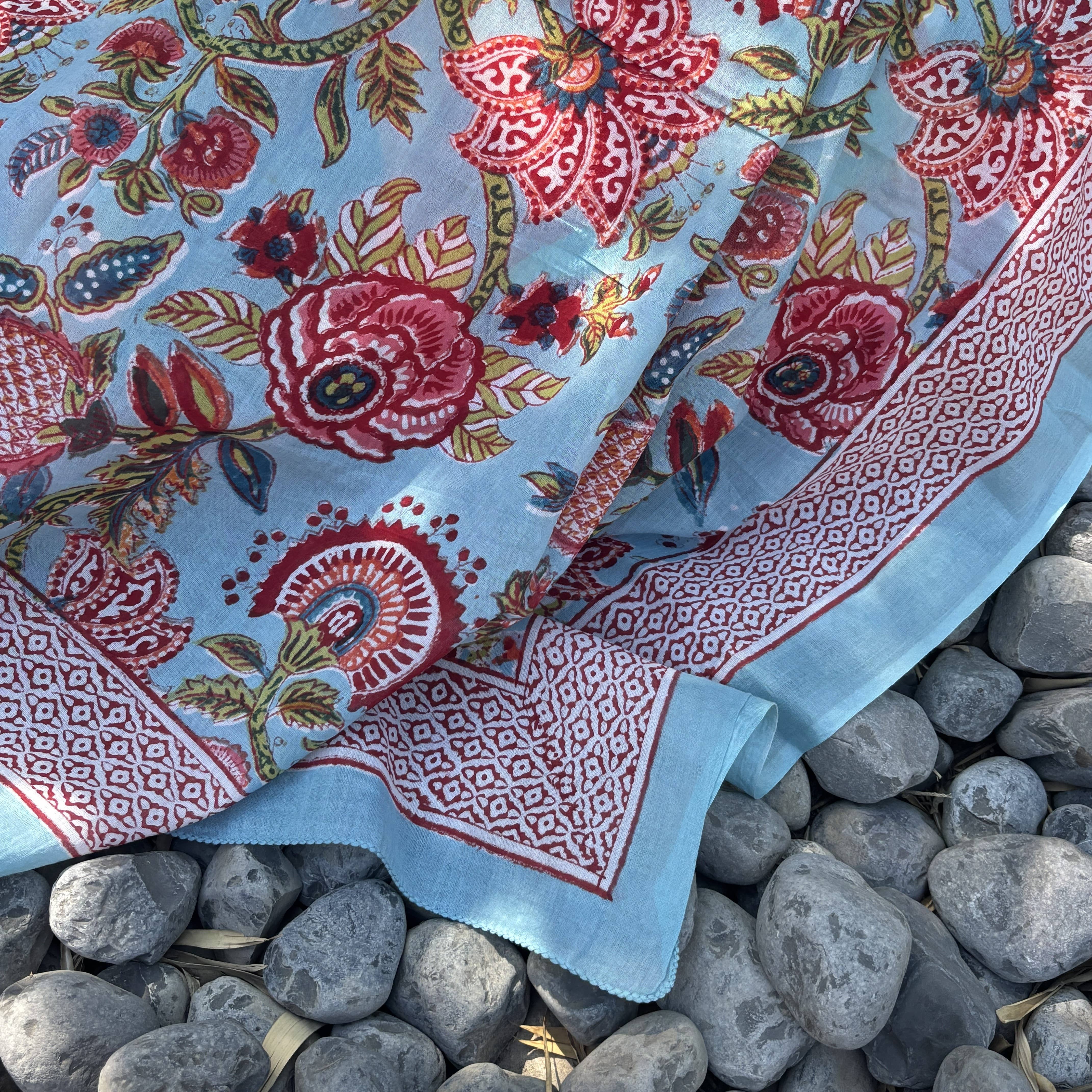 Maison Lilo - Wholesale Scarf - Women's - Sarong - Maxi scarf, block print cotton voile0