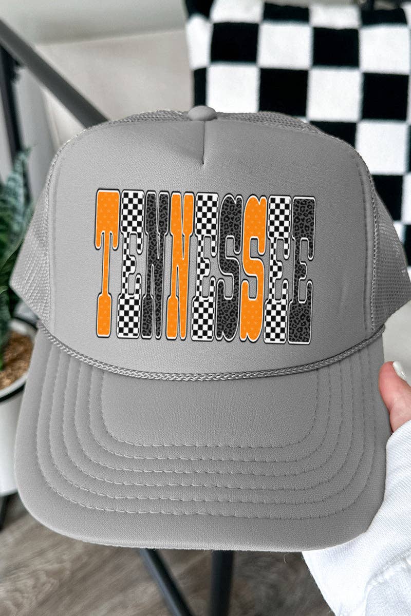 Wholesale Accessory Market - Wholesale Trucker Hat - Women's - Checkered & Cheetah Tennessee Otto Gray Foam Front Trucker Hat0