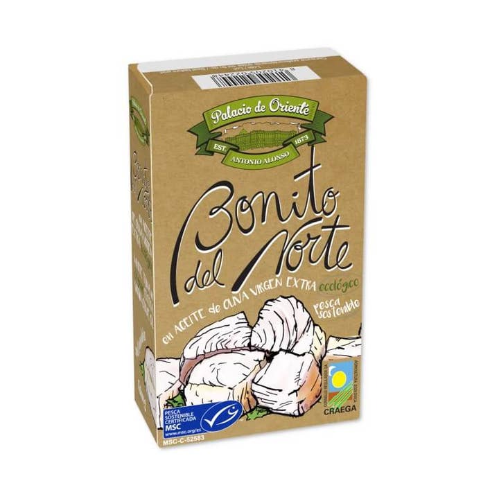 Delicatessen Spanish Food - Vendita all'ingrosso Pesce in scatola - BONITO DEL NORTE IN OLIO EXTRAVERGINE DI OLIVA BIOLOGICO 115G