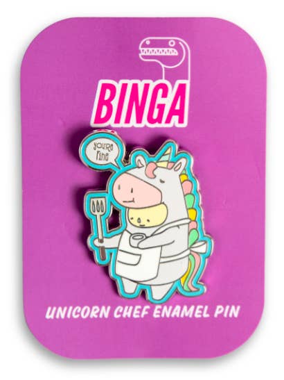 Unicorn Chef enamel pin for wholesale by Binga Brands