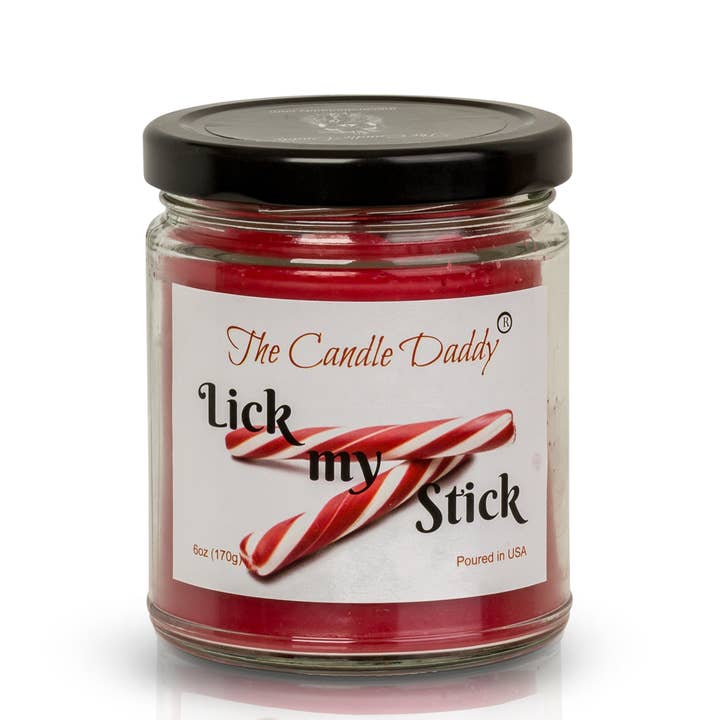 Lick My Stick Peppermint Holiday Candle - Funny Christmas for wholesale by The Candle Daddy