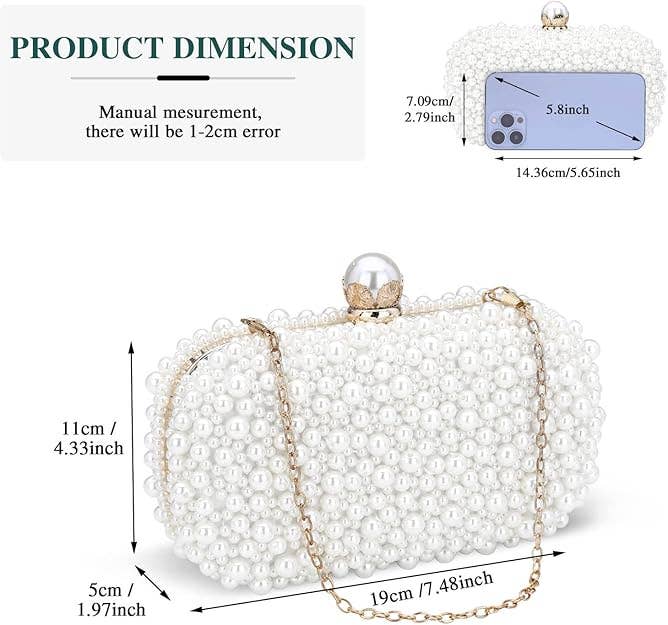 PEACH ACCESSORIES - Wholesale Clutch Bag - Women's - Pearl Elegance Evening Clutch Bag in Ivory CL21455