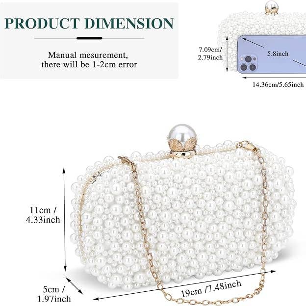 PEACH ACCESSORIES - Wholesale Clutch Bag - Women's - Pearl Elegance Evening Clutch Bag in Ivory CL21455