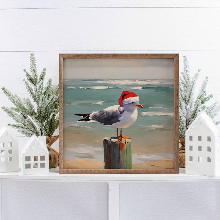 Kendrick Home - Wholesale Christmas Wall Art - Seagull In Hat1