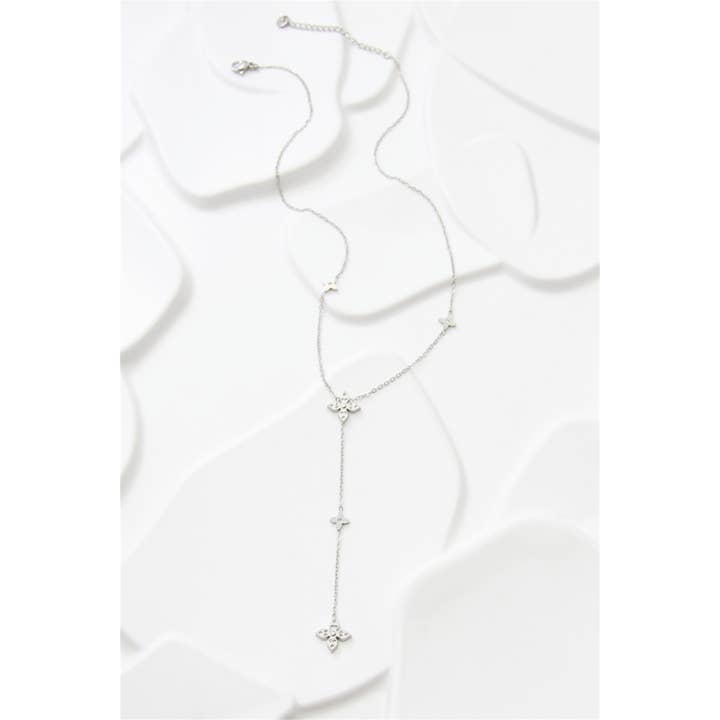 BELLISSIMA BIJOUX - Wholesale Y-Neck/Lariat Necklace - Golden Charm Flower Long Necklace – Stainless Steel2