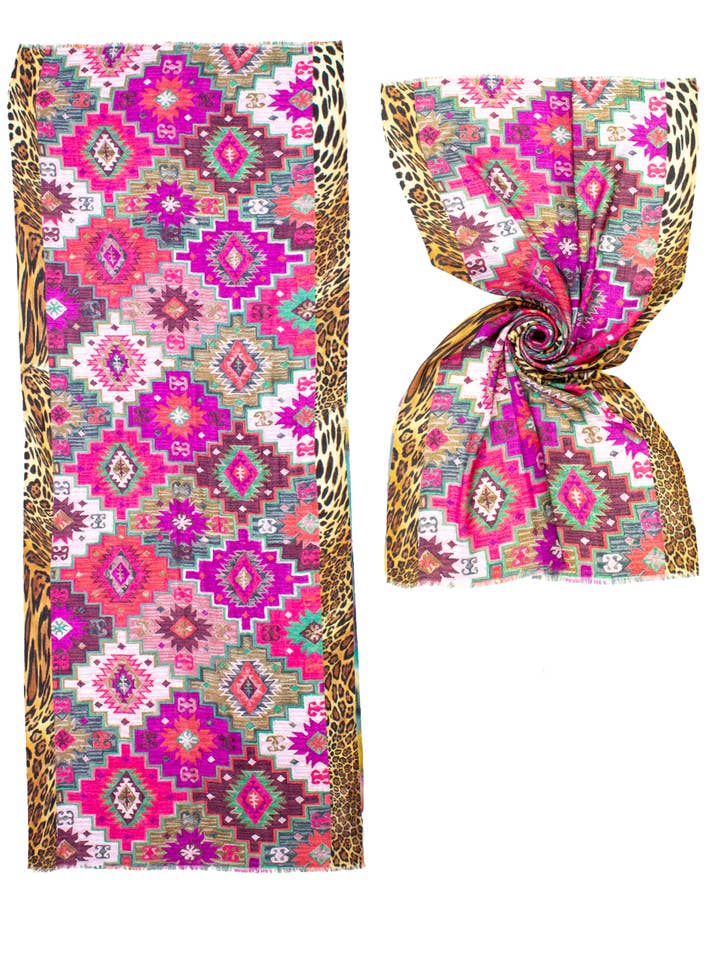 STOLE ETHNIC ANIMAL PRINT 92%WO 8%SILK 70X180 MADE IN IND for wholesale by Ayfee