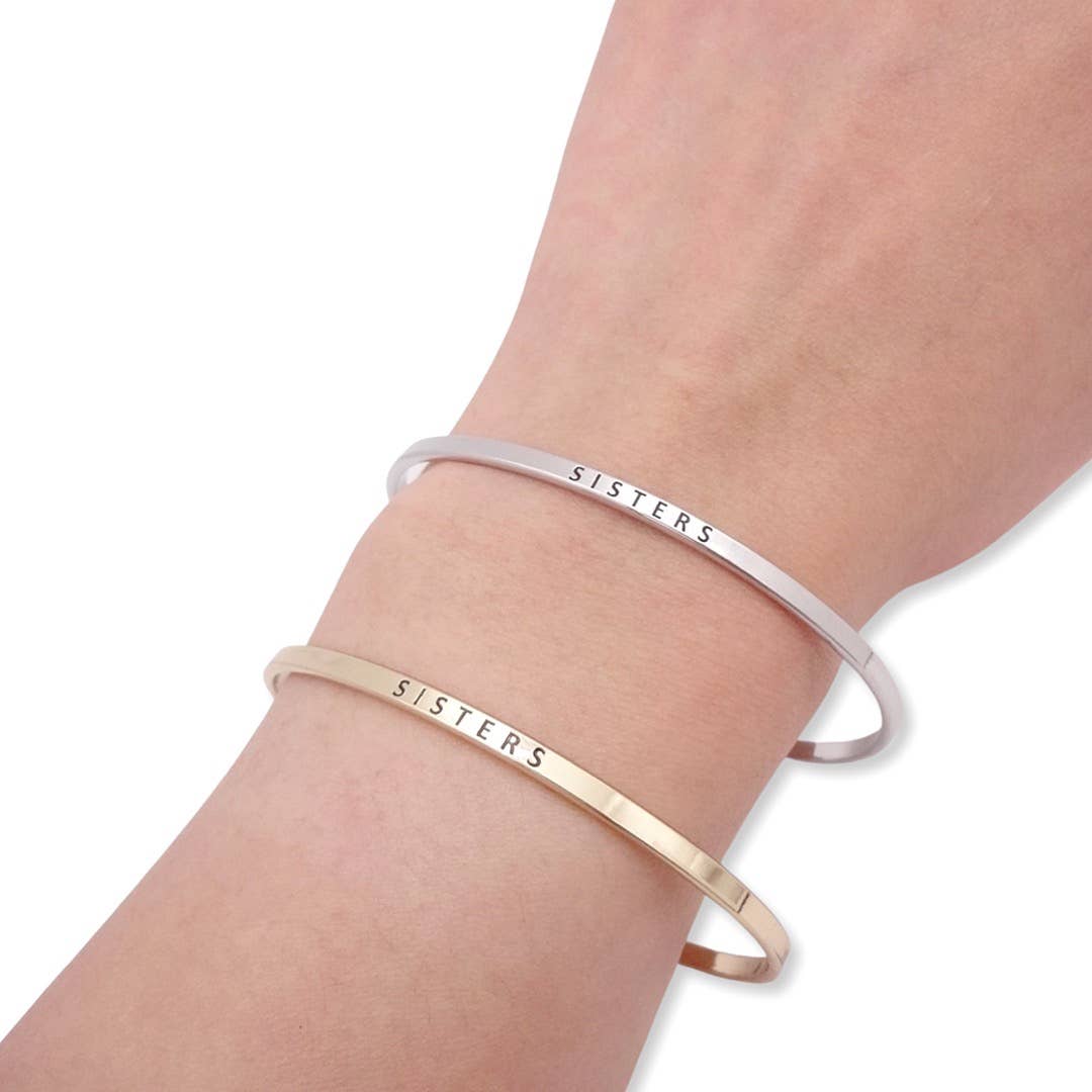 KIKICHIC - Wholesale Bangle Bracelet - Engraved Sisters Bracelet4