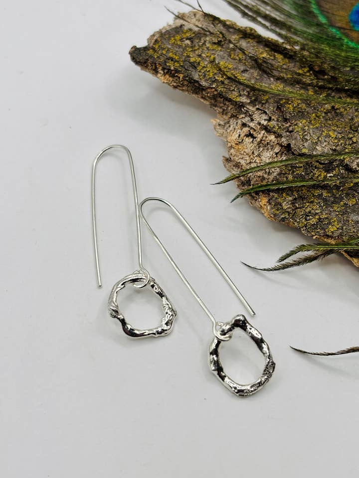 TERRA Freeform Sterling Silver Molten Dangle Earrings for wholesale by Rachel Renee Jewelry
