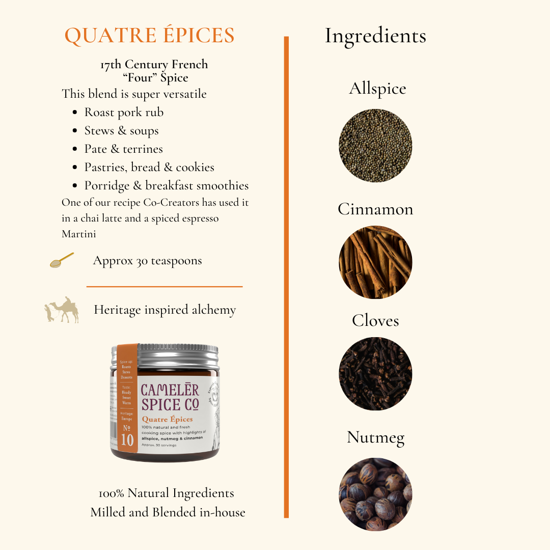 Camelēr Spice Co. – wholesale Dried spice mix – Quatre Épices - 17th Century French Mixed Spice Blend3