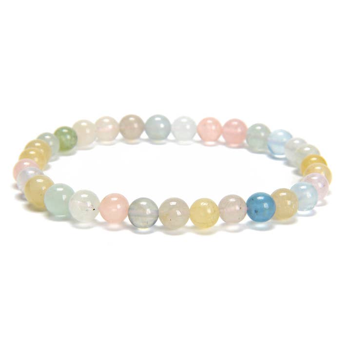 CRCBEADS - Wholesale Beaded Bracelet - Natural Morganite Smooth Round Beaded Bracelet Size 6mm 7.5'' Length 3 PCS /Set1