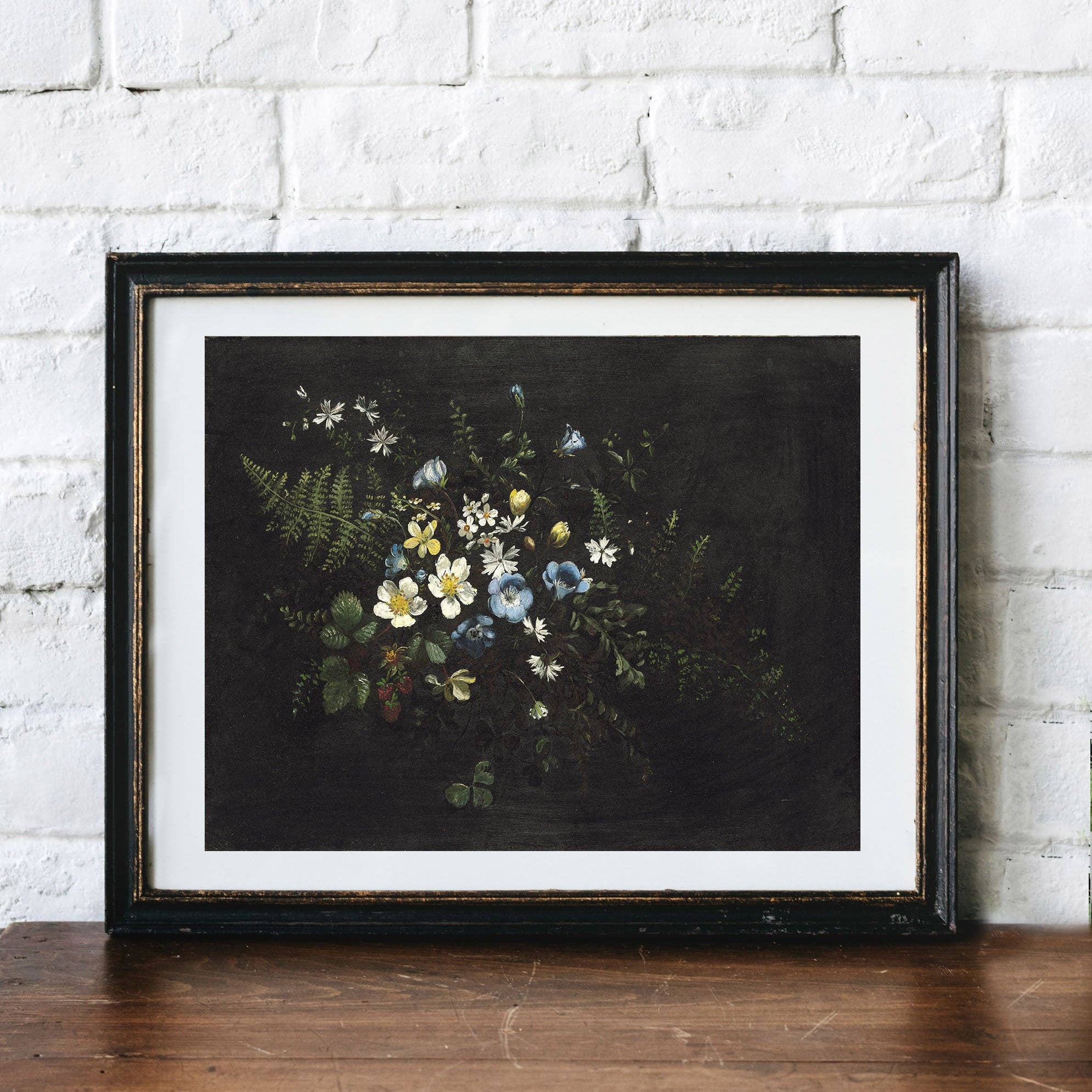 Paper House Print Shop - Vente Affiche d'art - Impression d'art vintage sur fond de fleurs sauvages colorées sur fond noir0