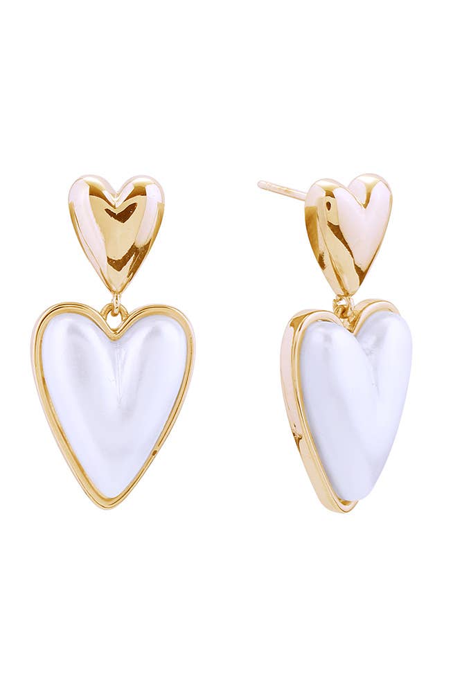 Hana – wholesale Hängande örhängen – 14K Duo Loving Heart Post Örhängen0